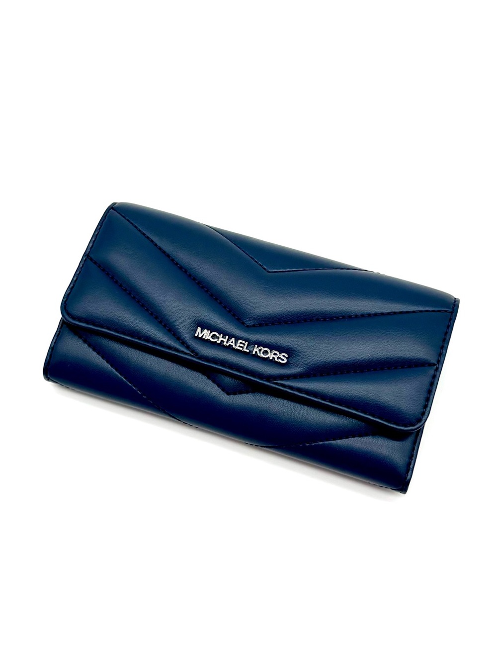Michael Kors Large Quilted Trifold Wallet Navy Blue